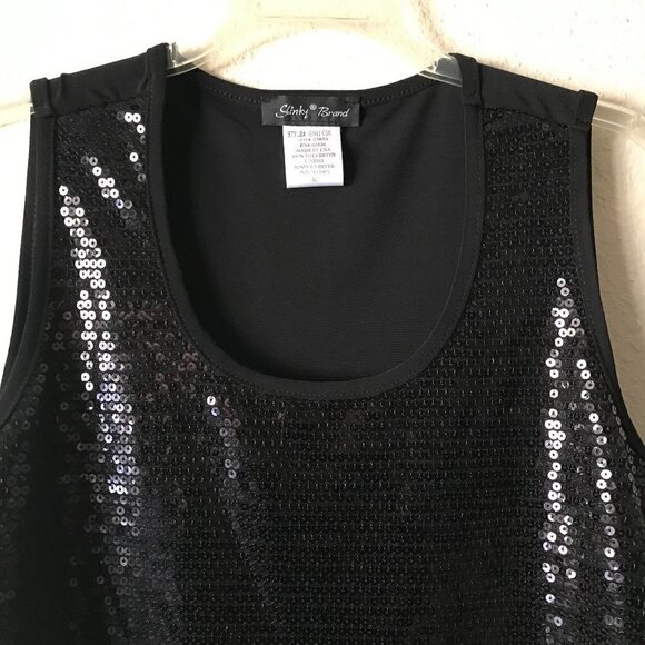 NWOT - Slinky Brand Black Sequined Sleeveless Tunic Top - Picture 5 of 12
